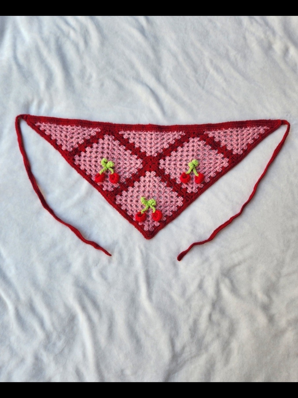 Cottagecore Maximalist Boho Dopamine Headacarf Bandana Cherries Cutesy Texture
